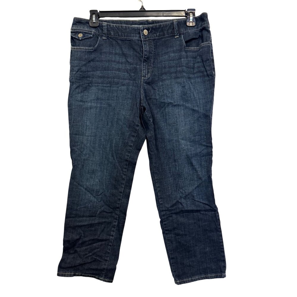 Chicos Platinum Denim Ultimate Fit Dark Wash Jeans Size 2.5 Straight-Leg Stretch